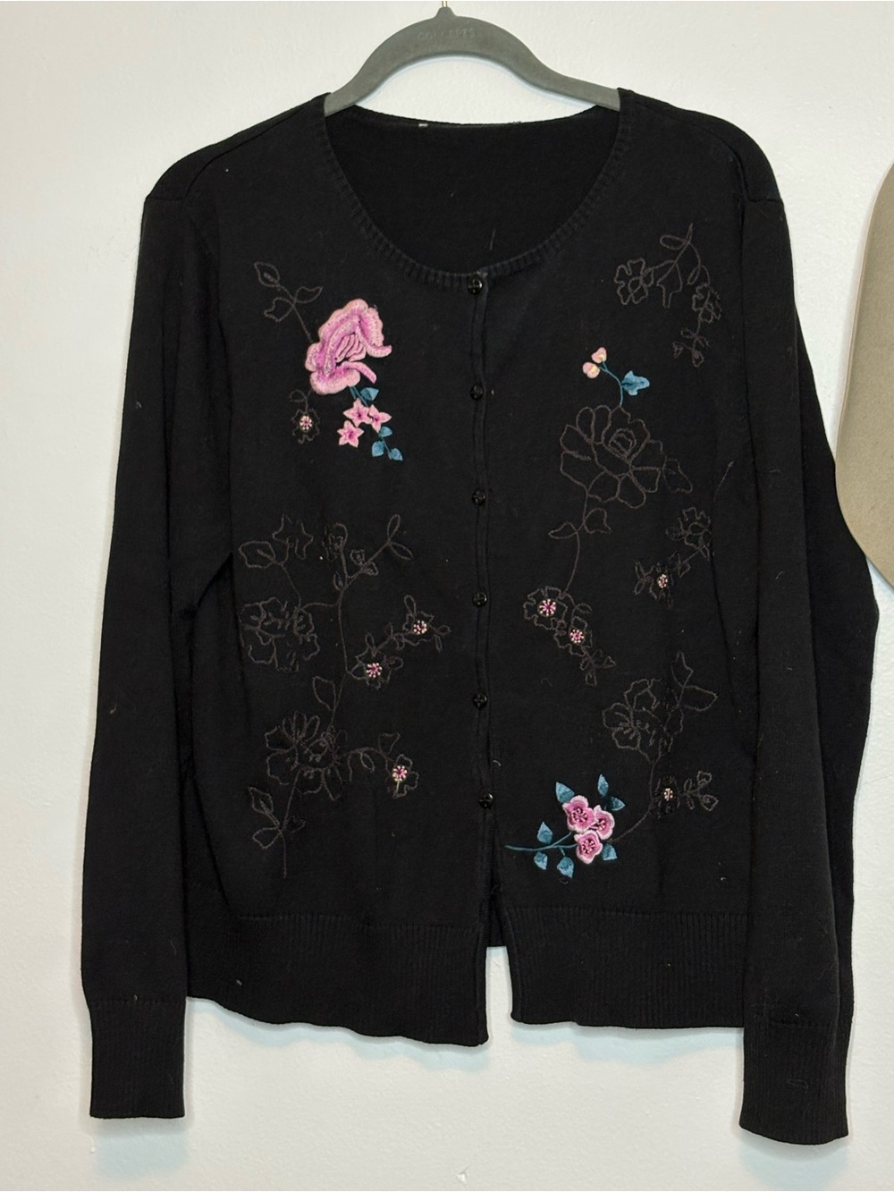 Y2K Floral Embroidered Button-Front Sweater Cardigan